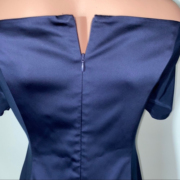 NEW Lauren Ralph Lauren Navy off shoulder satin sheath dress size 6 - Picture 12 of 16